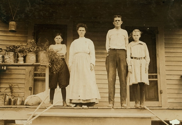 Family on porch