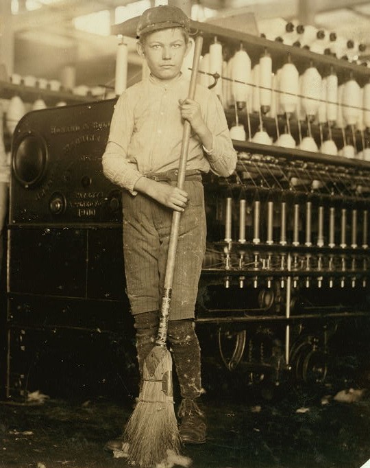 boy with broom